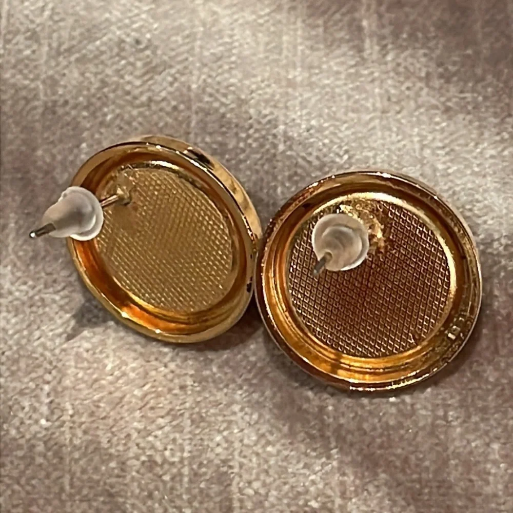 Black and Gold Button Earrings